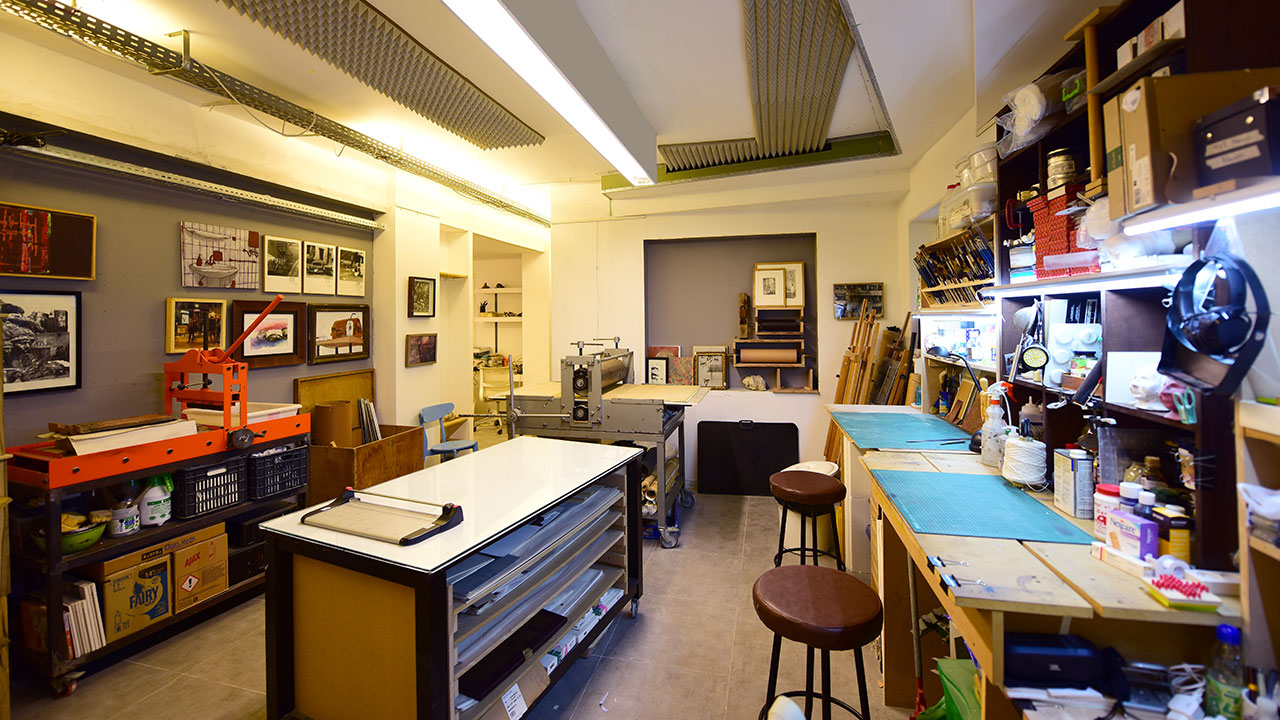A photo of the printmaking studio